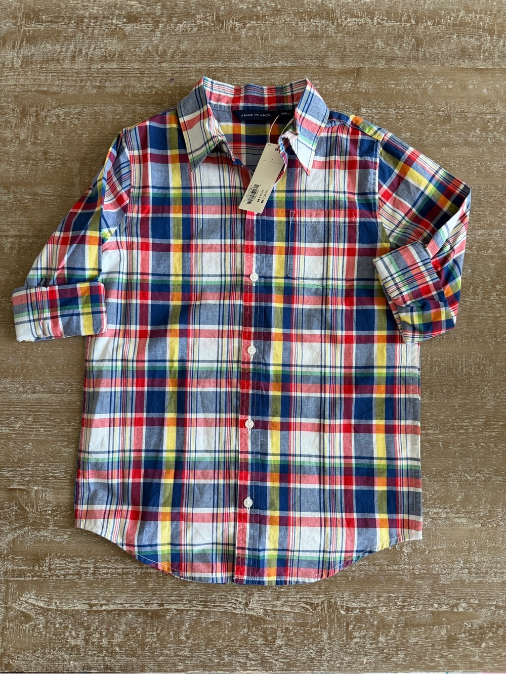 Janie and Jack Button-Front Plaid Shirt - Multicolor
